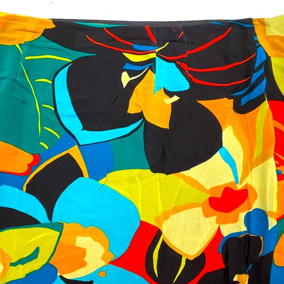 Dana Buchman SILK Bohemian Skirt Petite 16 Long Beige Floral Boho - Picture 3 of 8